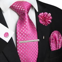 Brown Yellow Plaid Ties For Men Luxury 8cm Silk Tie Pin Pocket Square Cufflinks Tie Clip Set Business Party Wedding Accessories