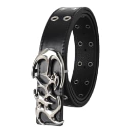 New Fashion Luxury Men's Belt Classic Special Shaped Hollow Buckle Belt Black Casual Designer Women's Belt-Pair with Jeans,Dress