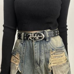 New Fashion Luxury Men's Belt Classic Special Shaped Hollow Buckle Belt Black Casual Designer Women's Belt-Pair with Jeans,Dress