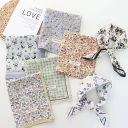 2025 Korean Style All-Matching Floral Square Scarf Cotton Small Scarf Retro Women's Thin Fresh Decoration Silk Scarf Headband