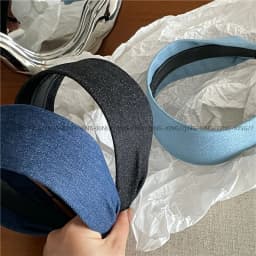 Fashion Personality Denim Blue Widened Fabric Headband Korean Version New Street With Pressure Hair Headband Face Wash Hairhoop