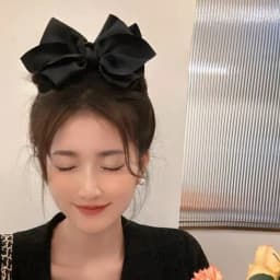 Solid Black and White Big Bow Hair Clip for Women Elegant Ponytail Clip Fashion Girl Hair Clamp Hair Accessories