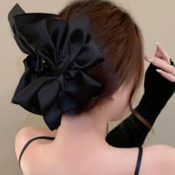 Solid Black and White Big Bow Hair Clip for Women Elegant Ponytail Clip Fashion Girl Hair Clamp Hair Accessories