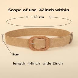 Striped elastic waistband for women's fashion square buckle elastic weaving bohemian style PP grass wide waistband