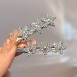 Y2k Stars Full Rhinestones Hair Clips for Women Lovely Girlish Hairpins Metal Duckbill Hairgrip Forehead Bang Ornament Headpiece