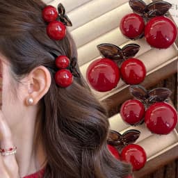 Cherry Red Bow Velvet Texture Elegant Hair Clip Fashionable Versatile Edge Hairpin Sweet Cool Headwear Girl Hair Accessories