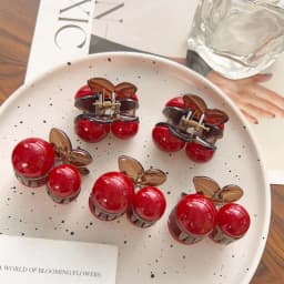 Cherry Red Bow Velvet Texture Elegant Hair Clip Fashionable Versatile Edge Hairpin Sweet Cool Headwear Girl Hair Accessories