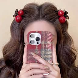 Cherry Red Bow Velvet Texture Elegant Hair Clip Fashionable Versatile Edge Hairpin Sweet Cool Headwear Girl Hair Accessories