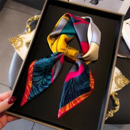 Luxury Print Shawl Square Scarf for Women Satin Fashion Wraps Neckerchief Female Hair Bands Ribbon Headband Bandana 70X70CM