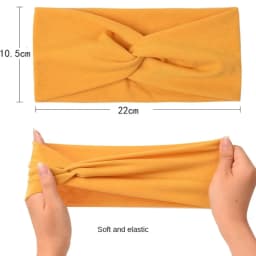 Women Bohemian Headband Cotton Stretch Solid Color Yoga Hair Band Extra Large Elastic Turban Headwear for Daily Cosmetic