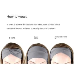 Women Bohemian Headband Cotton Stretch Solid Color Yoga Hair Band Extra Large Elastic Turban Headwear for Daily Cosmetic