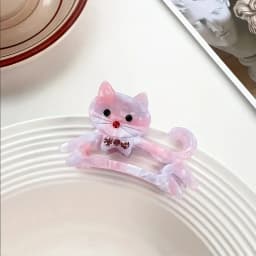 1pc Korean Cute Kitten Point Drill Acetic Acid Grab Girl Sweet Side Medium Half a Ponytail Nappy Little Hair Clip