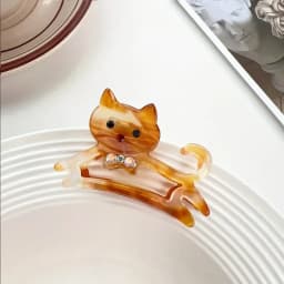 1pc Korean Cute Kitten Point Drill Acetic Acid Grab Girl Sweet Side Medium Half a Ponytail Nappy Little Hair Clip