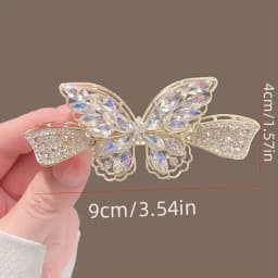 Elegant butterfly clip, fashionable rhinestone women's hair clip, sparkling back clip, ponytail accessory, golden makeup look