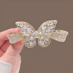 Elegant butterfly clip, fashionable rhinestone women's hair clip, sparkling back clip, ponytail accessory, golden makeup look