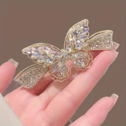 Elegant butterfly clip, fashionable rhinestone women's hair clip, sparkling back clip, ponytail accessory, golden makeup look