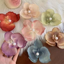 Cloth Butterfly Flower Hair Clip Pearl Korean Style Orchid Flower Hairpin Seaside Vacation Headwear Headdress Girl Hair Clip