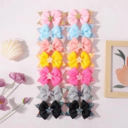 RAINBOW BOWS 2Pcs 4.33inch Star Glitter Bow Hair Clips for Girls Boutique Ribbon Dovetail Bow Barrette Headwear Hair Accessories