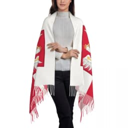 Custom Kingdom Of Poland Flag Tassel Scarf Women Winter Fall Warm Shawl Wrap Ladies Scarves