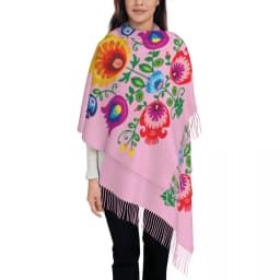 Custom Kingdom Of Poland Flag Tassel Scarf Women Winter Fall Warm Shawl Wrap Ladies Scarves
