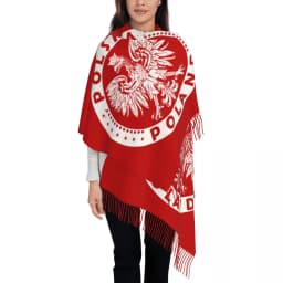 Custom Kingdom Of Poland Flag Tassel Scarf Women Winter Fall Warm Shawl Wrap Ladies Scarves