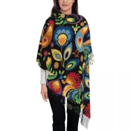 Custom Kingdom Of Poland Flag Tassel Scarf Women Winter Fall Warm Shawl Wrap Ladies Scarves