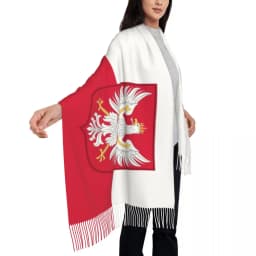 Custom Kingdom Of Poland Flag Tassel Scarf Women Winter Fall Warm Shawl Wrap Ladies Scarves