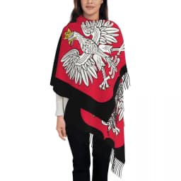 Custom Kingdom Of Poland Flag Tassel Scarf Women Winter Fall Warm Shawl Wrap Ladies Scarves
