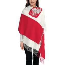 Custom Kingdom Of Poland Flag Tassel Scarf Women Winter Fall Warm Shawl Wrap Ladies Scarves