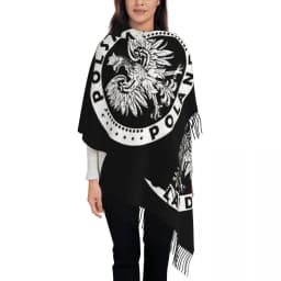 Custom Kingdom Of Poland Flag Tassel Scarf Women Winter Fall Warm Shawl Wrap Ladies Scarves