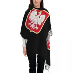 Custom Kingdom Of Poland Flag Tassel Scarf Women Winter Fall Warm Shawl Wrap Ladies Scarves