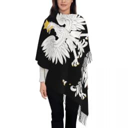 Custom Kingdom Of Poland Flag Tassel Scarf Women Winter Fall Warm Shawl Wrap Ladies Scarves