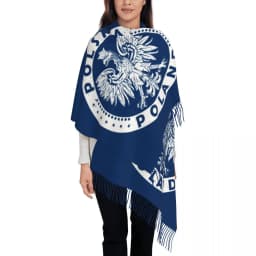 Custom Kingdom Of Poland Flag Tassel Scarf Women Winter Fall Warm Shawl Wrap Ladies Scarves