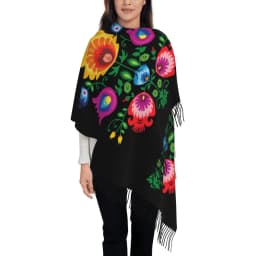 Custom Kingdom Of Poland Flag Tassel Scarf Women Winter Fall Warm Shawl Wrap Ladies Scarves