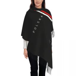 Custom Kingdom Of Poland Flag Tassel Scarf Women Winter Fall Warm Shawl Wrap Ladies Scarves