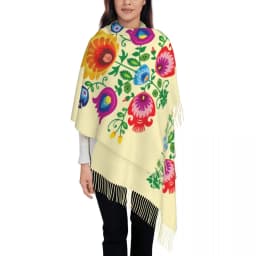 Custom Kingdom Of Poland Flag Tassel Scarf Women Winter Fall Warm Shawl Wrap Ladies Scarves