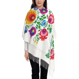 Custom Kingdom Of Poland Flag Tassel Scarf Women Winter Fall Warm Shawl Wrap Ladies Scarves