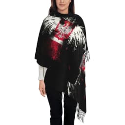 Custom Kingdom Of Poland Flag Tassel Scarf Women Winter Fall Warm Shawl Wrap Ladies Scarves