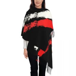 Custom Kingdom Of Poland Flag Tassel Scarf Women Winter Fall Warm Shawl Wrap Ladies Scarves