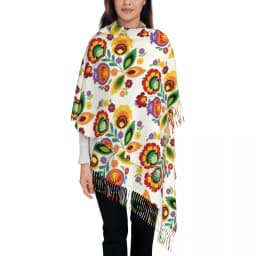 Custom Kingdom Of Poland Flag Tassel Scarf Women Winter Fall Warm Shawl Wrap Ladies Scarves