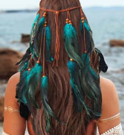 Boho Feather Headband Hippie Headband Gypsy Feather Headpiece Indian Costume Headwear Hair Accessory for Women