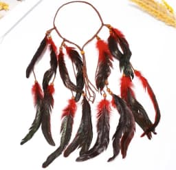 Boho Feather Headband Hippie Headband Gypsy Feather Headpiece Indian Costume Headwear Hair Accessory for Women