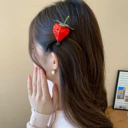 Fun Simulation Fruits Food Strawberry Cherry Grass Creative Design Bangs Duckbill Hair Clips Funny Cute Kawaii Head Accessories