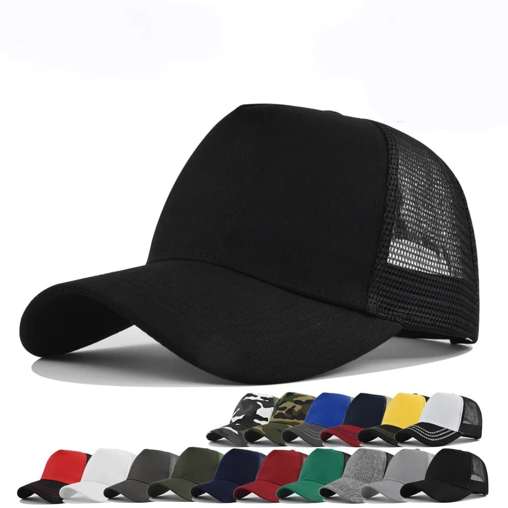 Fashion SunHat Outdoors Trucker Hat Cotton Mesh BreathableBaseball Cap Women Men Summer Sunshade MeshCap Truck Hat Cap Wholesale