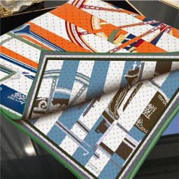 POBING Hand Rolled Twill Silk Scarf Women Horse Wheel Double Print Square Scarves Wraps Echarpes Foulards Femme Hijab 90CM