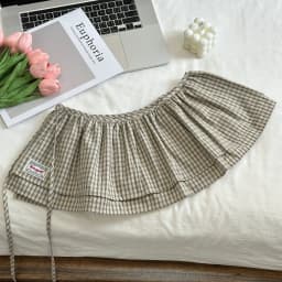 Korea Style 2025 New Fashionable Retro Lace-up Plaid Decorative Double-Layer Fart Curtain Cotton Skirt Women's Fashion Skirt