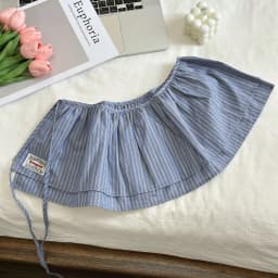 Korea Style 2025 New Fashionable Retro Lace-up Plaid Decorative Double-Layer Fart Curtain Cotton Skirt Women's Fashion Skirt
