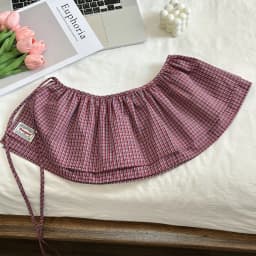 Korea Style 2025 New Fashionable Retro Lace-up Plaid Decorative Double-Layer Fart Curtain Cotton Skirt Women's Fashion Skirt