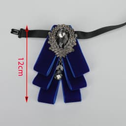 Handmade Bow Tie Men's Luxury Solid Korean Ribbon Diamond Velvet Groom Wedding Elegant Trendy Ribbon Party Retro Blue Bowtie