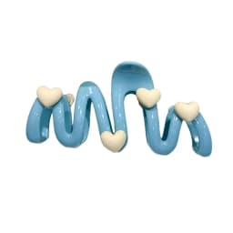 10.5cm Blue Heart Wave Shaped Hair Claw Cream Color Clips for Women Sweet Cute Irregular Shark Clip Large Ponytail Clip Hairpins
